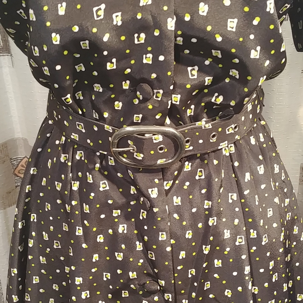 Vintage Black & Olive shirt dress - Picture 5 of 11